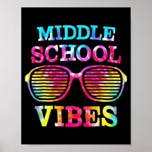 Tie Dye Mitten School Vibes Teacher Student Back T Poster