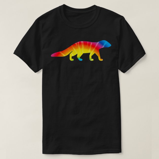 Tie Dye Mongoose Rainbow Skriv ut mustelid Hippie  T Shirt (Design framsida)