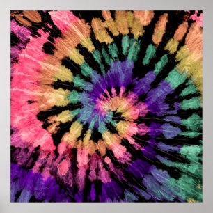 Tie Dye mönster. Hand plockade regnbågsshibori. BL Poster