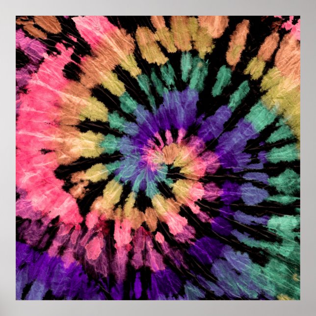Tie Dye mönster. Hand plockade regnbågsshibori. BL Poster (Framsidan)