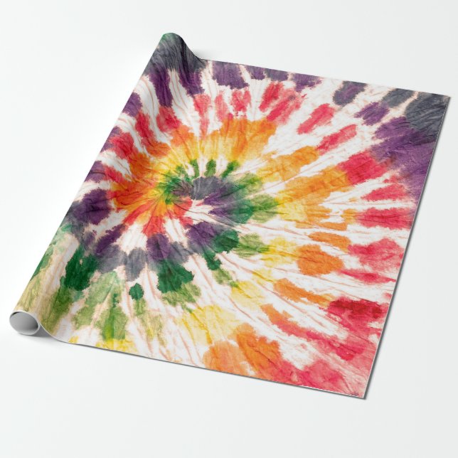 Tie Dye mönster. Hand plockade regnbågsshibori. BL Presentpapper (Utrullad)