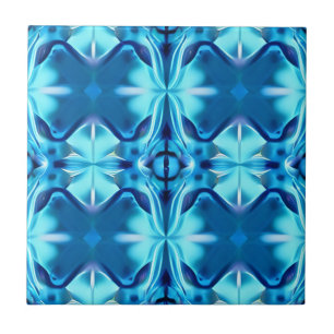 Tie Dye Mönster i Indigo och Ice Blue Kakelplatta