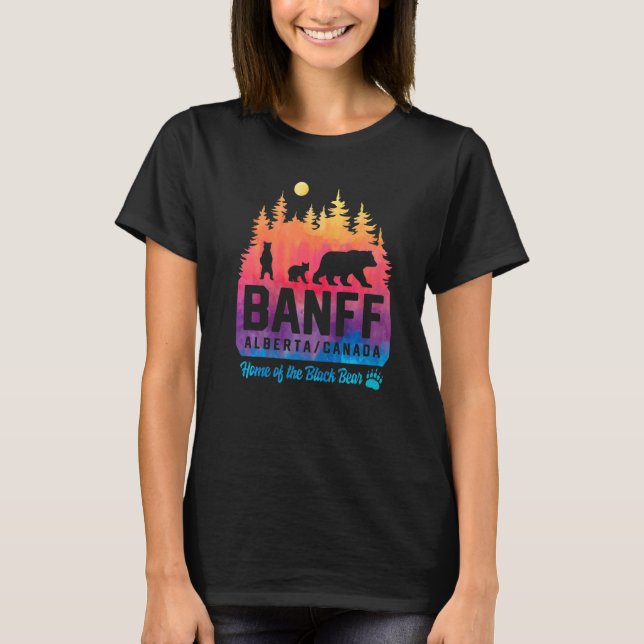 Tie Dye Mor Bear och Unge Banff nationalpark T Shirt (Framsida)