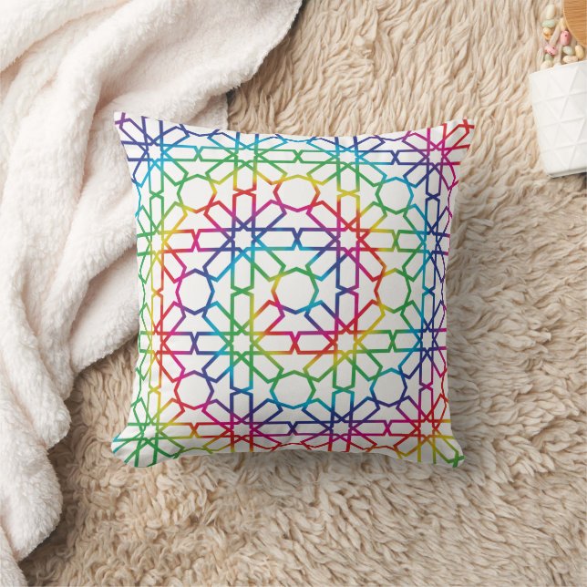 Tie Dye Moroccan Zellige Mönster Art (Zelij) Kudde (Filt)