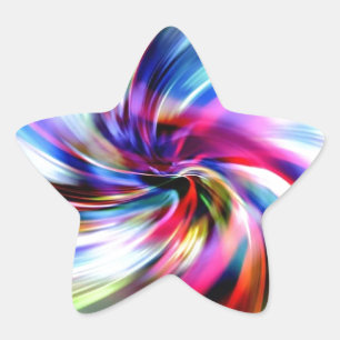 Tie Dye Multifärgad Rainbow Electronic Swirls Stjärnformat Klistermärke