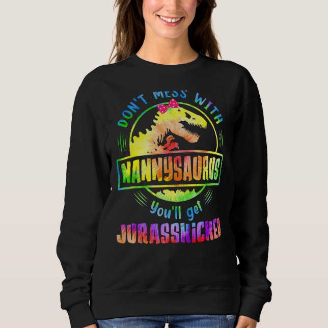 Tie Dye Nannysaurus Mors Dag Rex Dinosaurier T Shirt (Framsida)