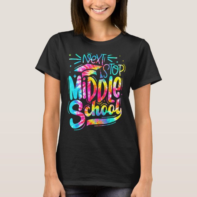 Tie Dye Next Stop Mitten School 5 Klass Graduati T Shirt (Framsida)