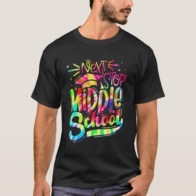 Tie Dye Next Stop Mitten School Studenten 5 GR T Shirt (Framsida)