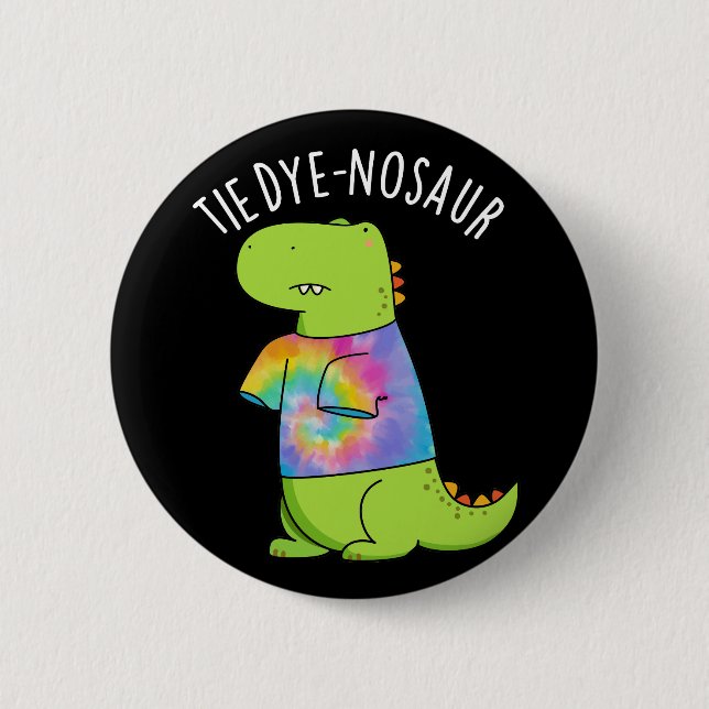 Tie-dye-nosaur Funny Dinosaur Pun Mörk BG Knapp (Framsida)