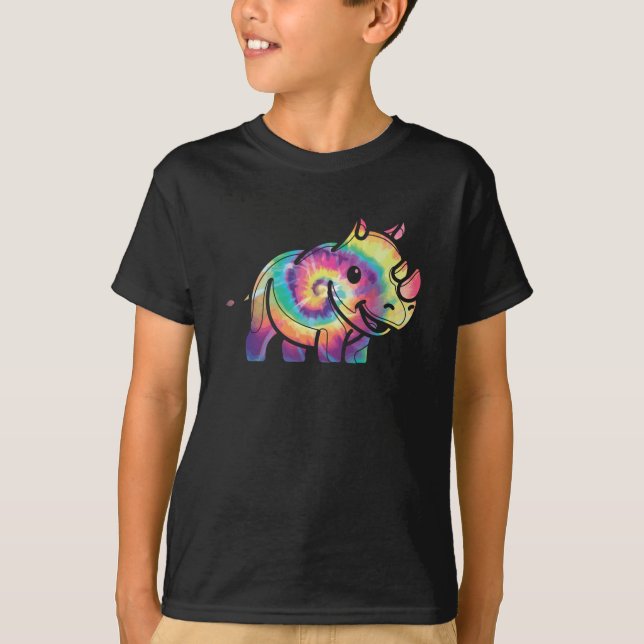Tie Dye - Noshörning T Shirt (Framsida)