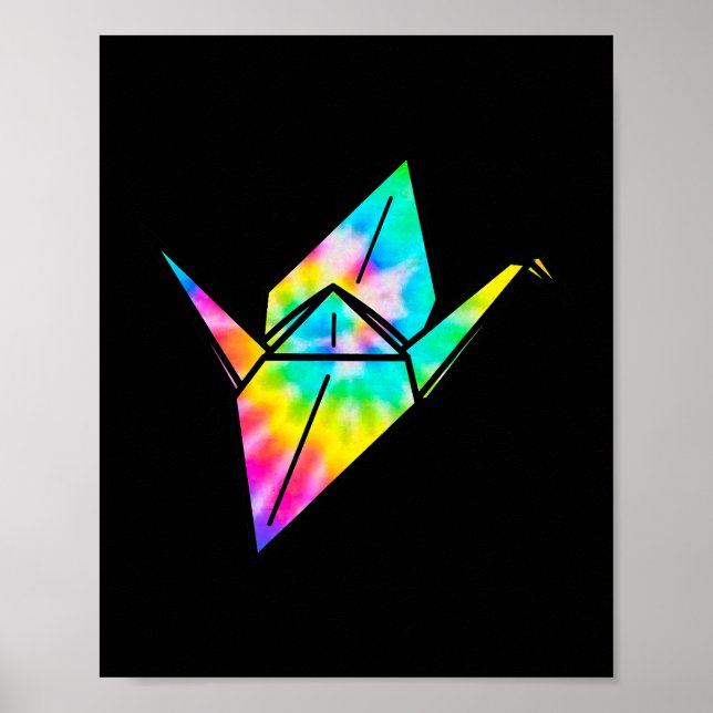 Tie Dye Origami Papper Crane Poster (Framsidan)