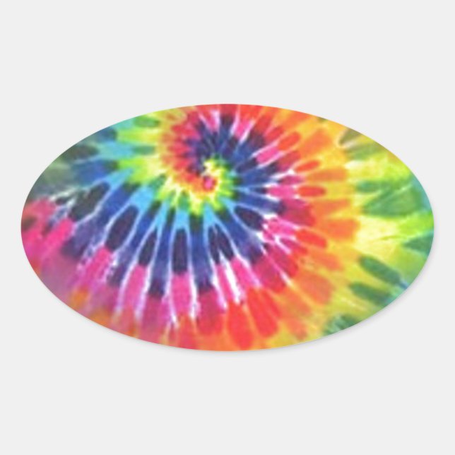 Tie Dye Ovalt Klistermärke (Framsida)