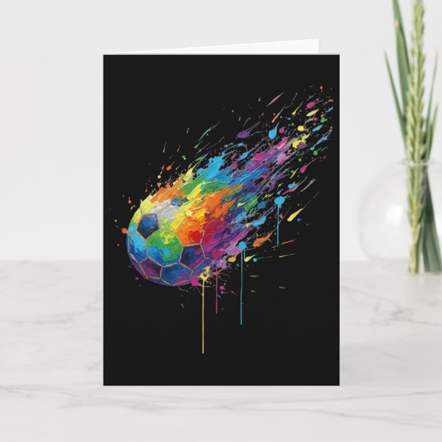 Tie-dye Paint Splats Soccer Footbyll Player Fans E Kort (Framsida)