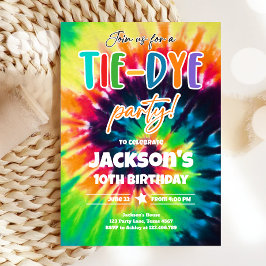 Tie Dye Party Hippy Ljusa färger Boy Birthday Inbjudningar