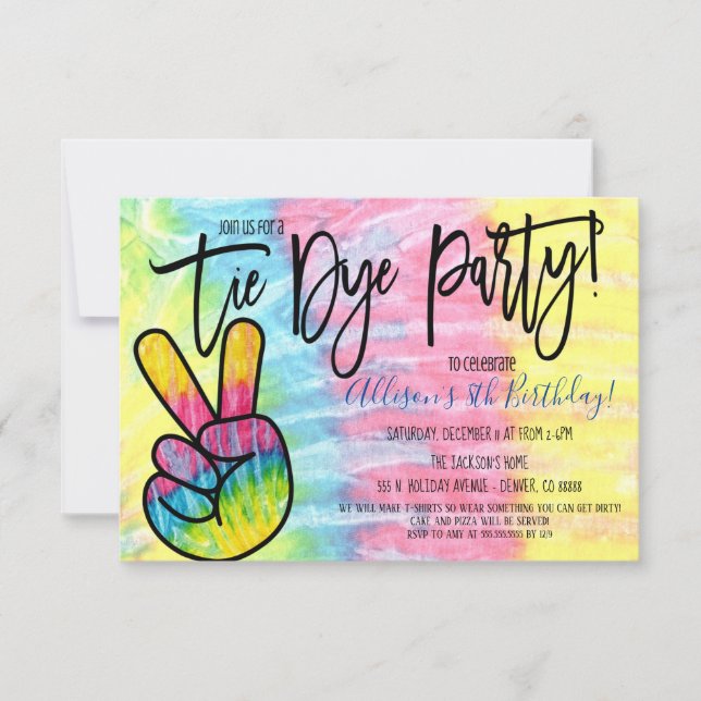 Tie Dye Party-inbjudan Inbjudningar (Framsida)