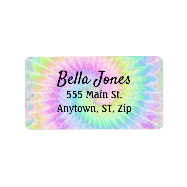Tie Dye Pastel Address Label Adressetikett (Framsidan)