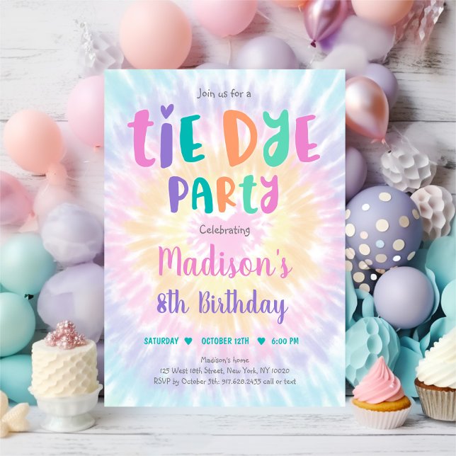 Tie Dye Pastel Boho Hippie Peace Kärlek Birthday Inbjudningar (Skapare uppladdad)