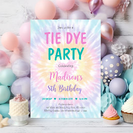 Tie Dye Pastel Hippie Peace Kärlek Birthday Inbjudningar
