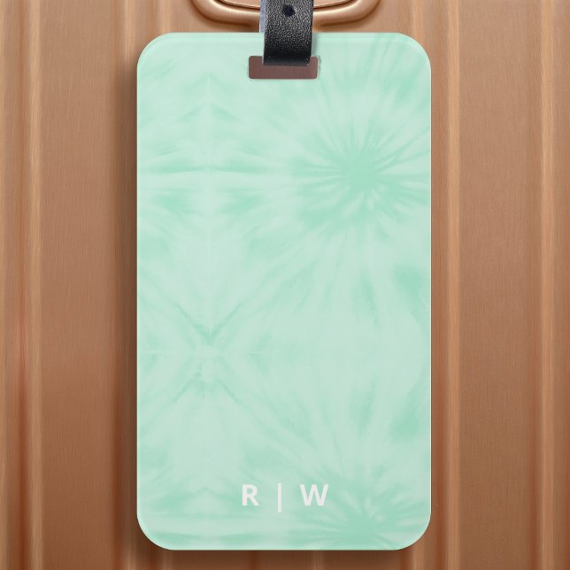 Tie Dye | Pastel Mint Grönt Monogram Bagagebricka (Skapare uppladdad)