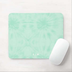 Tie Dye Pastel Mint Grönt Monogram Musmatta