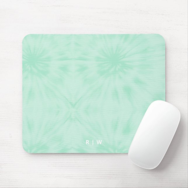 Tie Dye | Pastel Mint Grönt Monogram Musmatta (Med mus)
