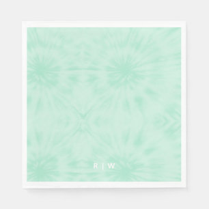 Tie Dye Pastel Mint Grönt Monogram Pappersservett