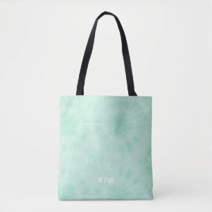 Tie Dye Pastel Mint Grönt Monogram Tygkasse