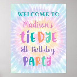 Tie Dye Pastel Rainbow Boho Birthday Välkommen Poster