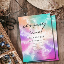 Tie Dye Pastel Rosa Orange Teal Lila Birthday