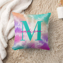 Tie Dye Pastel Rosa Orange Teal Lila Monogram