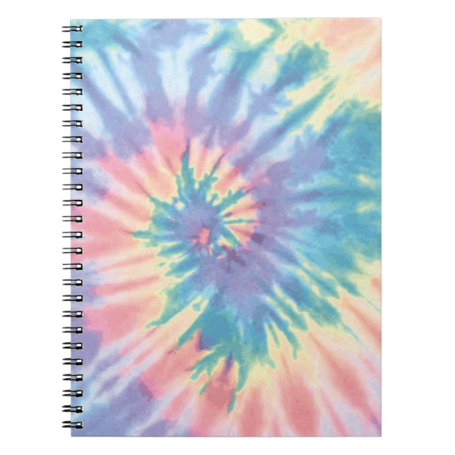 Tie Dye Pastel Summer Spiral Tie Dye Rainbow Anteckningsbok (Framsidan)