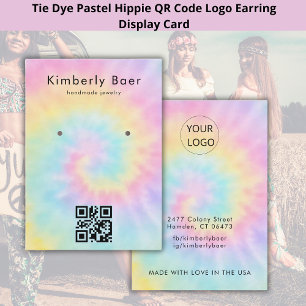 Tie Dye Pastel Watercolor 70s Visning för avbildni Visitkort