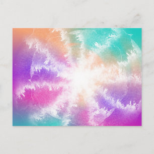 Tie Dye Pastel Watercolor Rosa Orange Teal Lila Helg Vykort