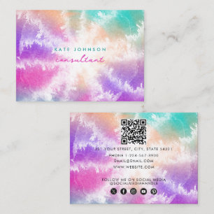 Tie Dye Pastel Watercolor Rosa Orange Teal Lila Visitkort