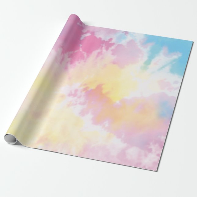Tie Dye Pastel Wrapping Papper Presentpapper (Utrullad)