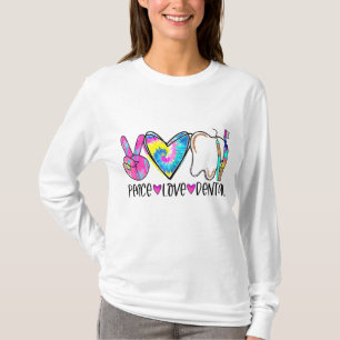 Tie Dye Peace Dental Dentist Labourdagen i Kärlek T Shirt