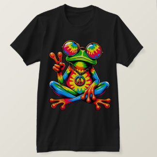 Tie-Dye Peace Frog Fredstecken Hippie T Shirt