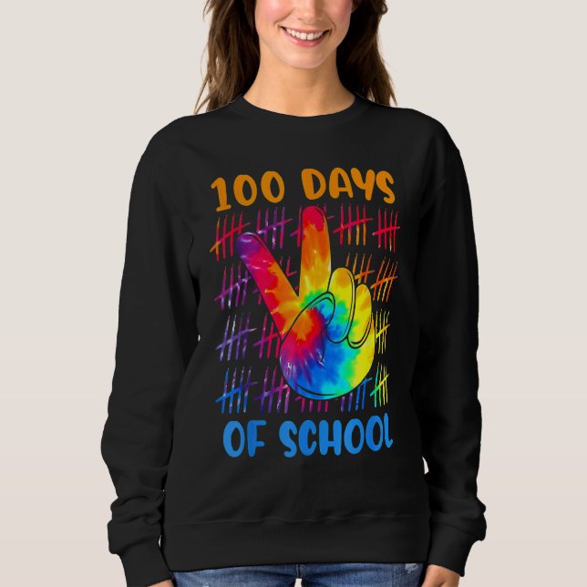 Tie Dye Peace Hand Sign 100 Days Of School Gift 10 T Shirt (Framsida)