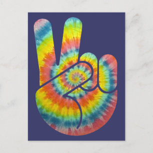 Tie Dye Peace Hand Vykort