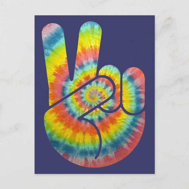 Tie Dye Peace Hand Vykort (Framsida)