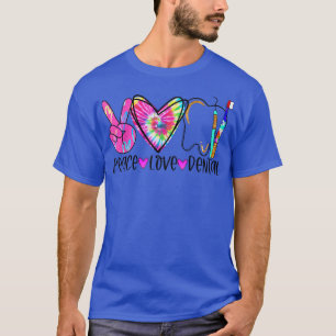 Tie Dye Peace Kärlek Dental Assistant Hygienist De T Shirt