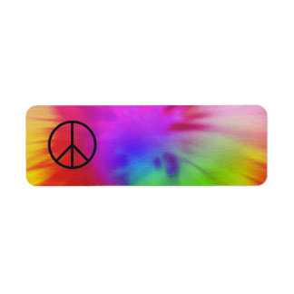 Tie Dye Peace Label Returadress Etikett