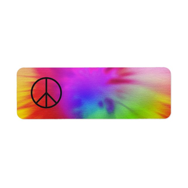 Tie Dye Peace Label Returadress Etikett (Framsidan)