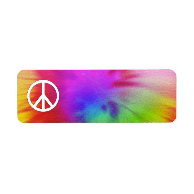 Tie Dye Peace Label Returadress Etikett (Framsidan)
