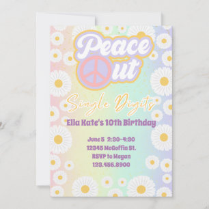 Tie Dye Peace out Single Digits Inbjudningar