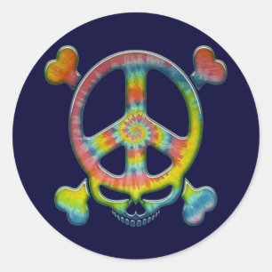Tie-Dye Peace Pirat Runt Klistermärke