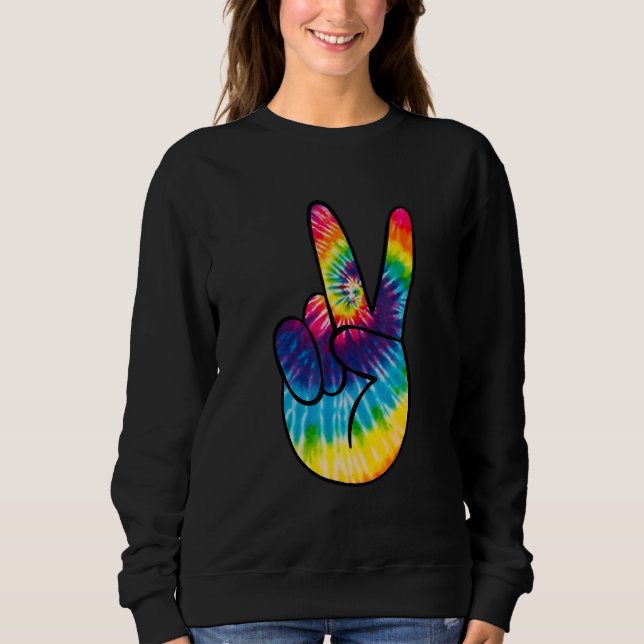 Tie Dye Peace Sign Hand  Hippies V   1 T Shirt (Framsida)