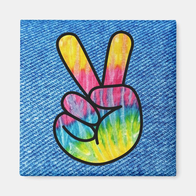 Tie-Dye Peace Symbol Magnet (Framsidan)