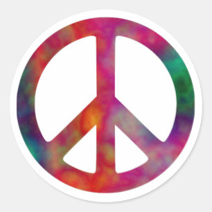 Tie Dye Peace Symbol Runt Klistermärke