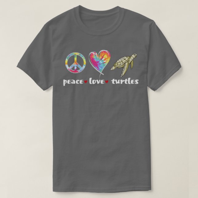 Tie dye peave kärlek sköldpaddor t shirt (Design framsida)